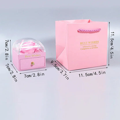 New Rose Flower Jewelry Box for Necklace Pendant Valentine's Day Gift Organizer Plastic Paper Packaging Display Box For Women