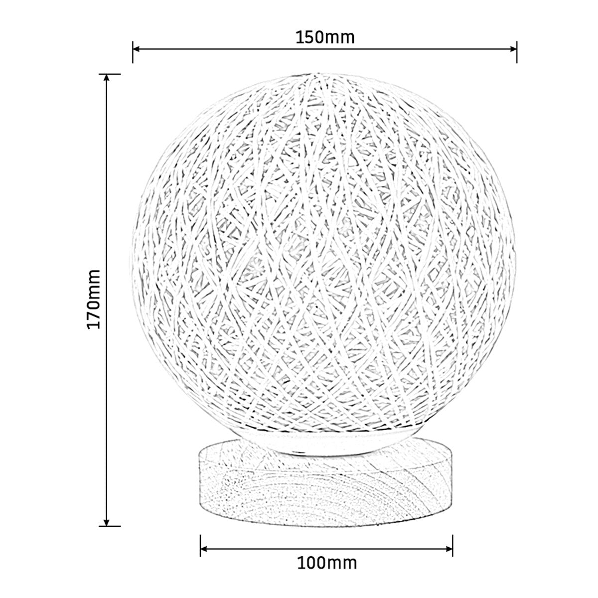 LED Moon Table Lamp Hand-Knit Lampshade Wood Table Ball Light with USB Charged Rattan Ball Lamp Modern Bedside Night Lamp