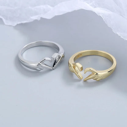 New Romantic Love Hand with Heart Shaped Ring Creative Couple Silver Color Adjustable Open Rings Personality Party Jewelry Gift
