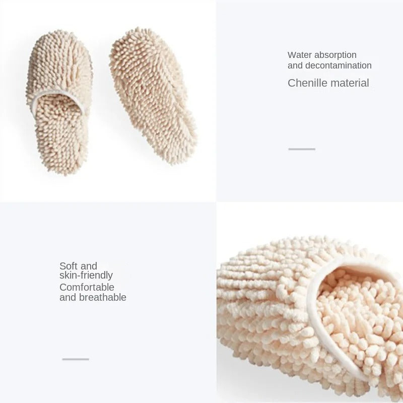 Household Chenille Sucking Water Washable Microfiber Mop Lazy Mopping Slippers Convenient and Soft Home Bathroom Cleaning Shoes