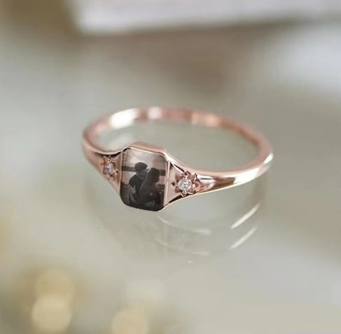 Personalized Birthstone Photo Ring