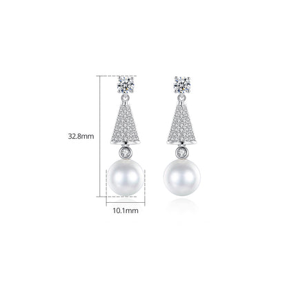 Korean popular pearl earrings AAA zircon nail set Korean pearl earrings earrings for women