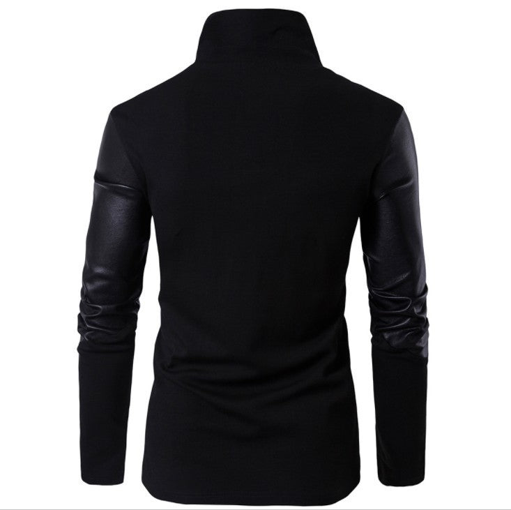 Men Autumn Coat Stand Collar Solid Color Long Sleeves Zipper Cardigan Patchwork Knitting Soft Cardigan Spring Top Male Clothes