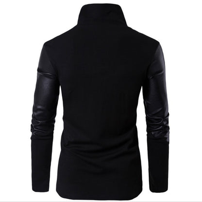 Men Autumn Coat Stand Collar Solid Color Long Sleeves Zipper Cardigan Patchwork Knitting Soft Cardigan Spring Top Male Clothes