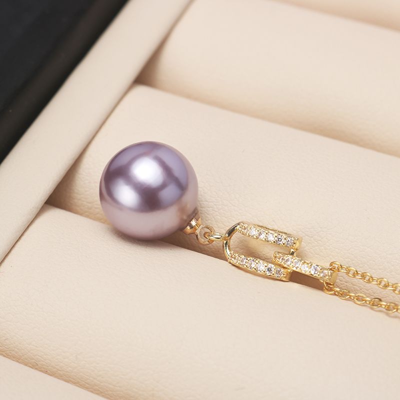Shell pearl set jewelry three-piece female fashion temperament is round bright light beaded necklace pendant ring earrings