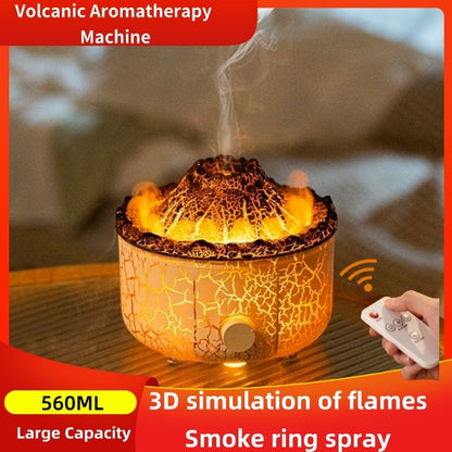 560ML Aromatherapy Humidifiers Diffusers 3D Simulated Flame Air Humidifier Smoke Ring Spray Room Fragrance With Remote Control